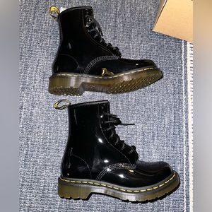 Women's Dr. Martens 1460 8 Eye Boots Black Patent Lamper Size 6 Lace Up Combat